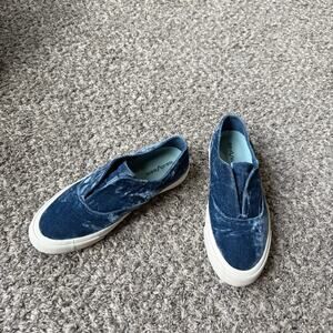 SeaVees Womens 10 Sunset Strip Slip On Sneakers Shoe Blue Crushed Velvet Casual
